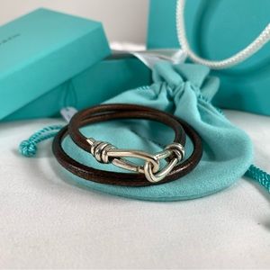 Tiffany & Co. Paloma Picasso Double Wrap Leather and Sterling Silver Bracelet